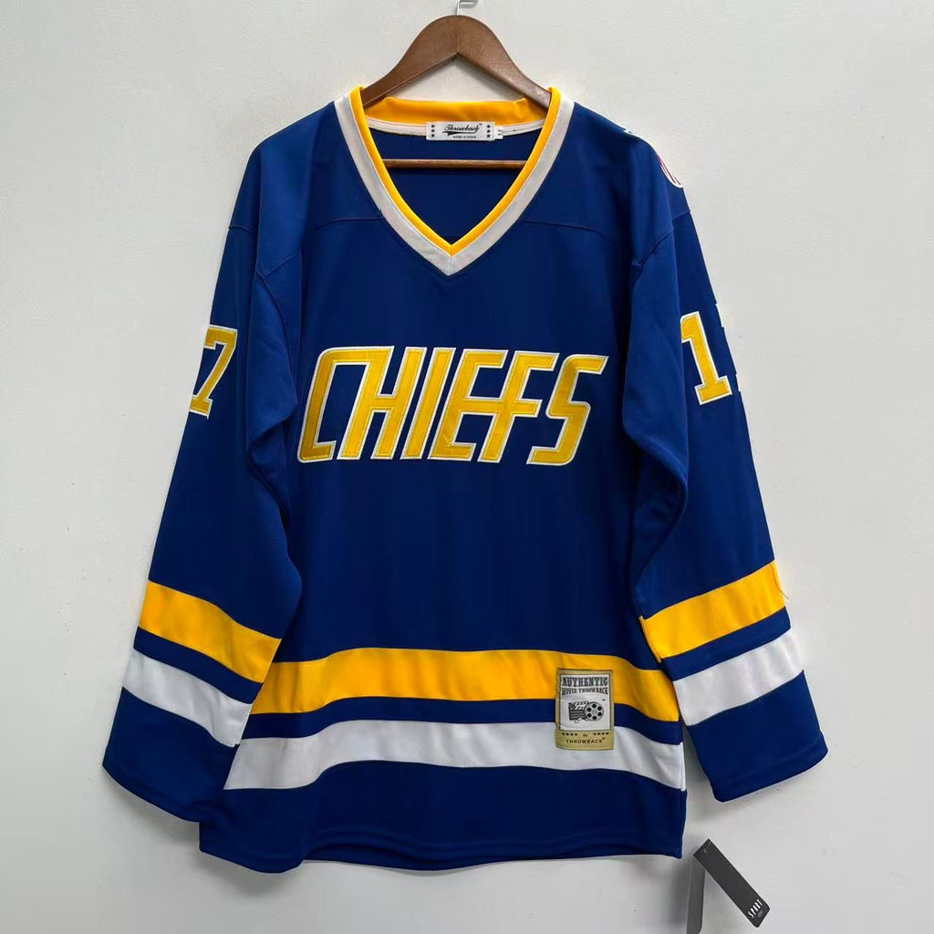 Steve Hanson #17 Charlestown Chiefs Slapshot 1977 Movie blue