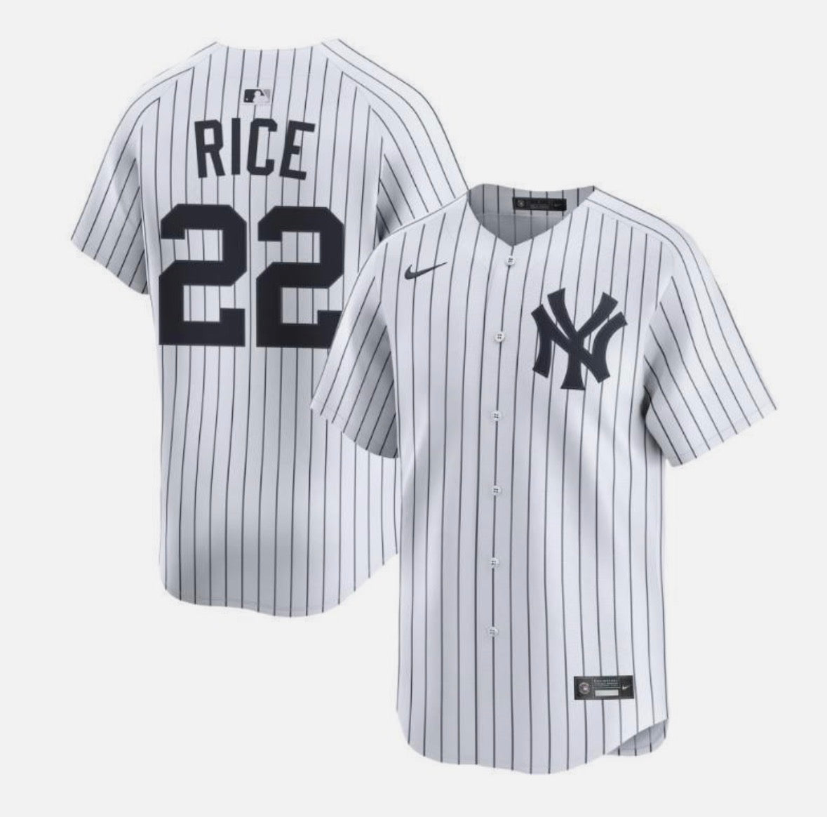 Ben Rice YOUTH KIDS New York Yankees Official MLB Nike white pinstripes Jersey