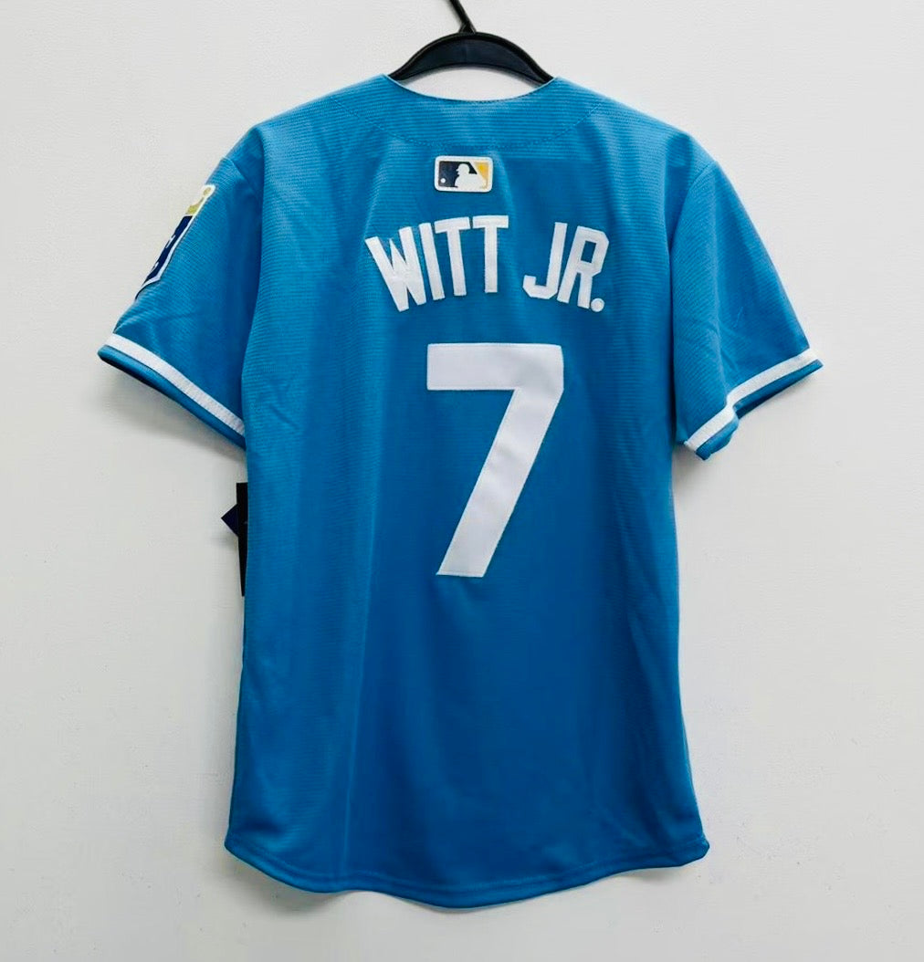 Bobby Witt Jr. YOUTH KIDS Kansas City Royals Official MLB Nike Jersey light blue