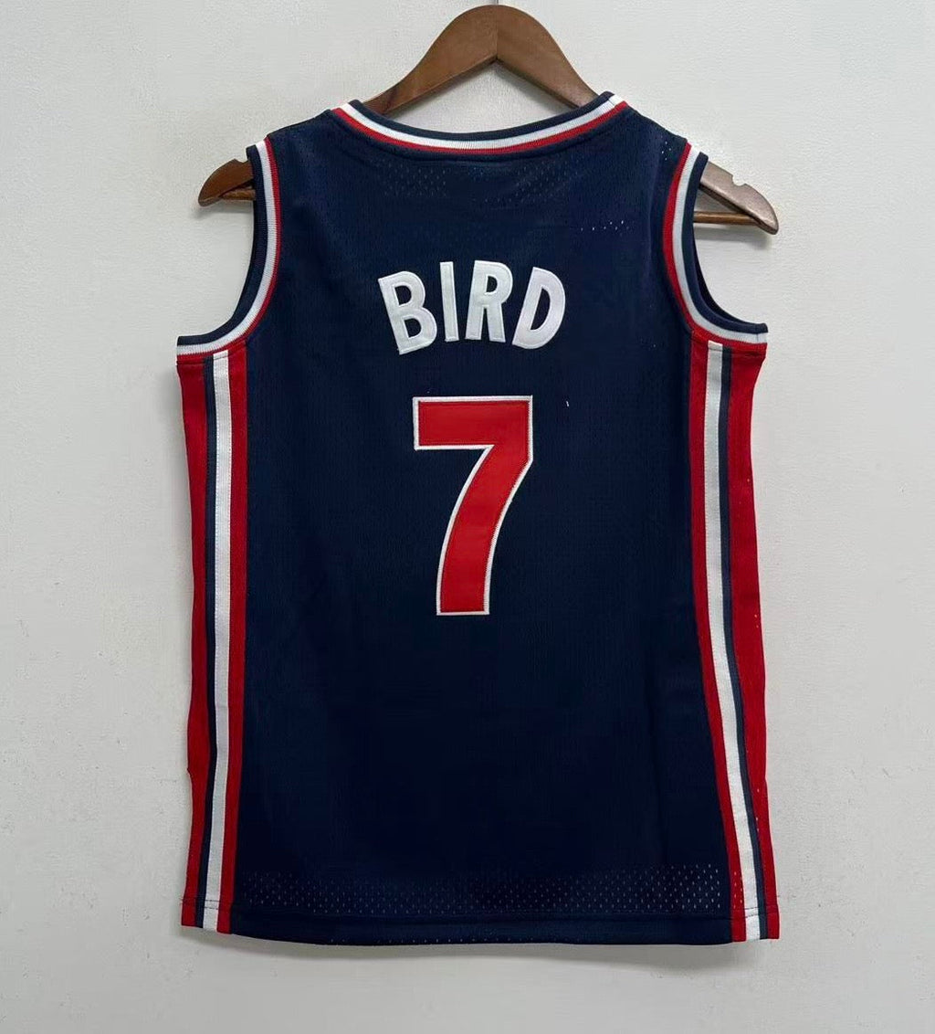 Larry Bird YOUTH KIDS USA Basketball Olympic Mitchell & Ness Jersey blue