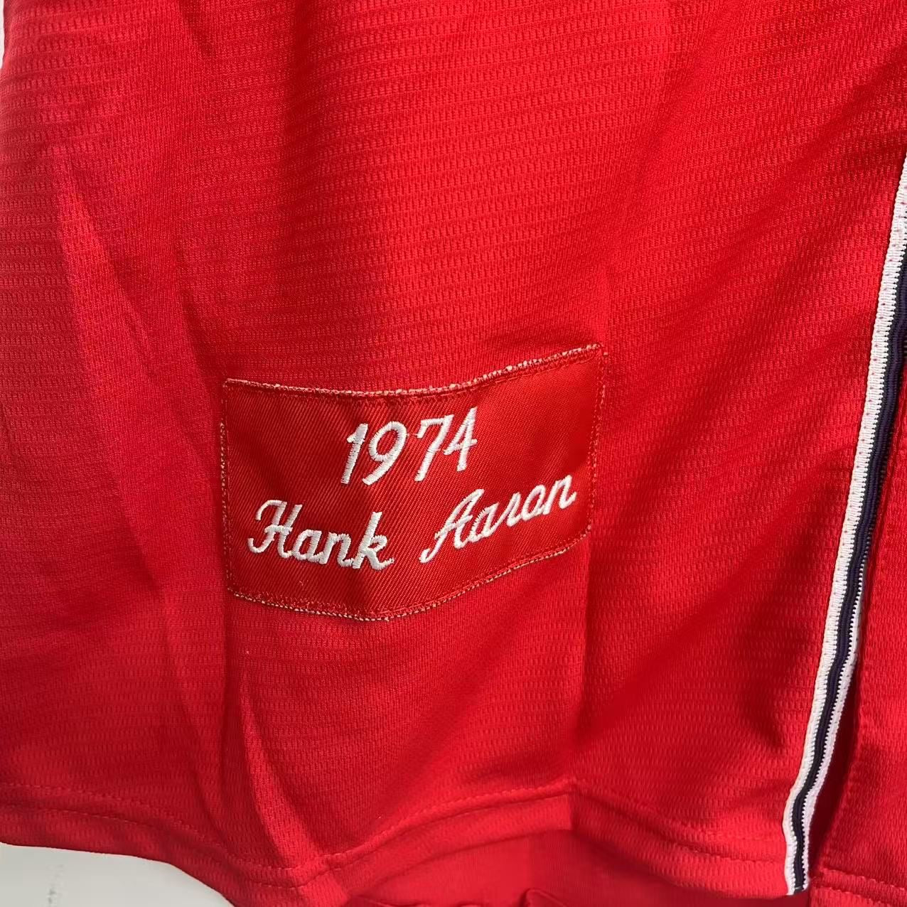 Hank Aaron Atlanta Milwaukee Atlanta Braves Jersey 1974 Mitchell & Ness Red