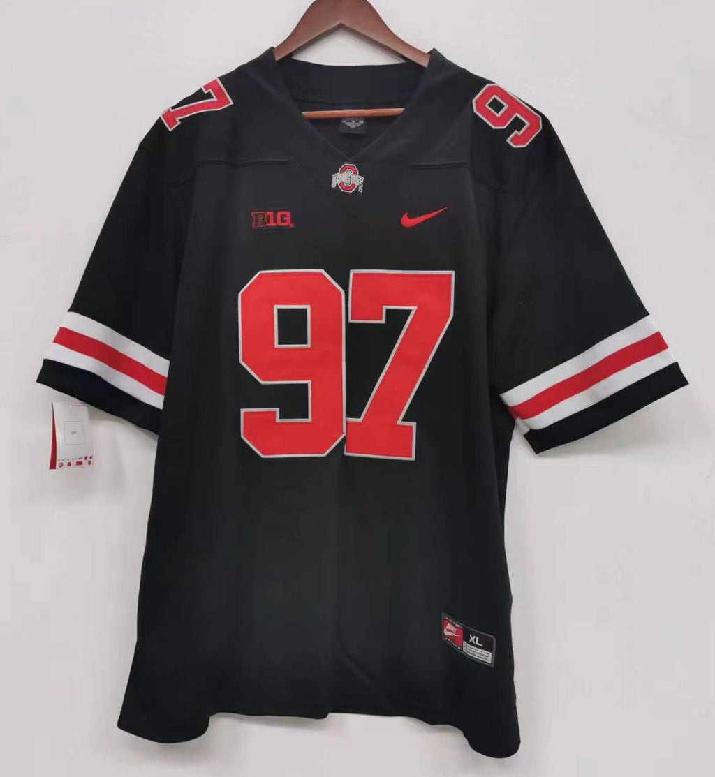 Nick Bosa Ohio State Buckeyes Jersey Black with red numbers