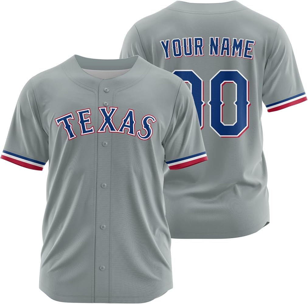 Any Name and Number Texas Rangers customized YOUTH KIDS Official MLB Nike jersey gray