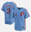 Justin Crawford YOUTH KIDS Philadelphia Phillies Official MLB Nike jersey retro blue