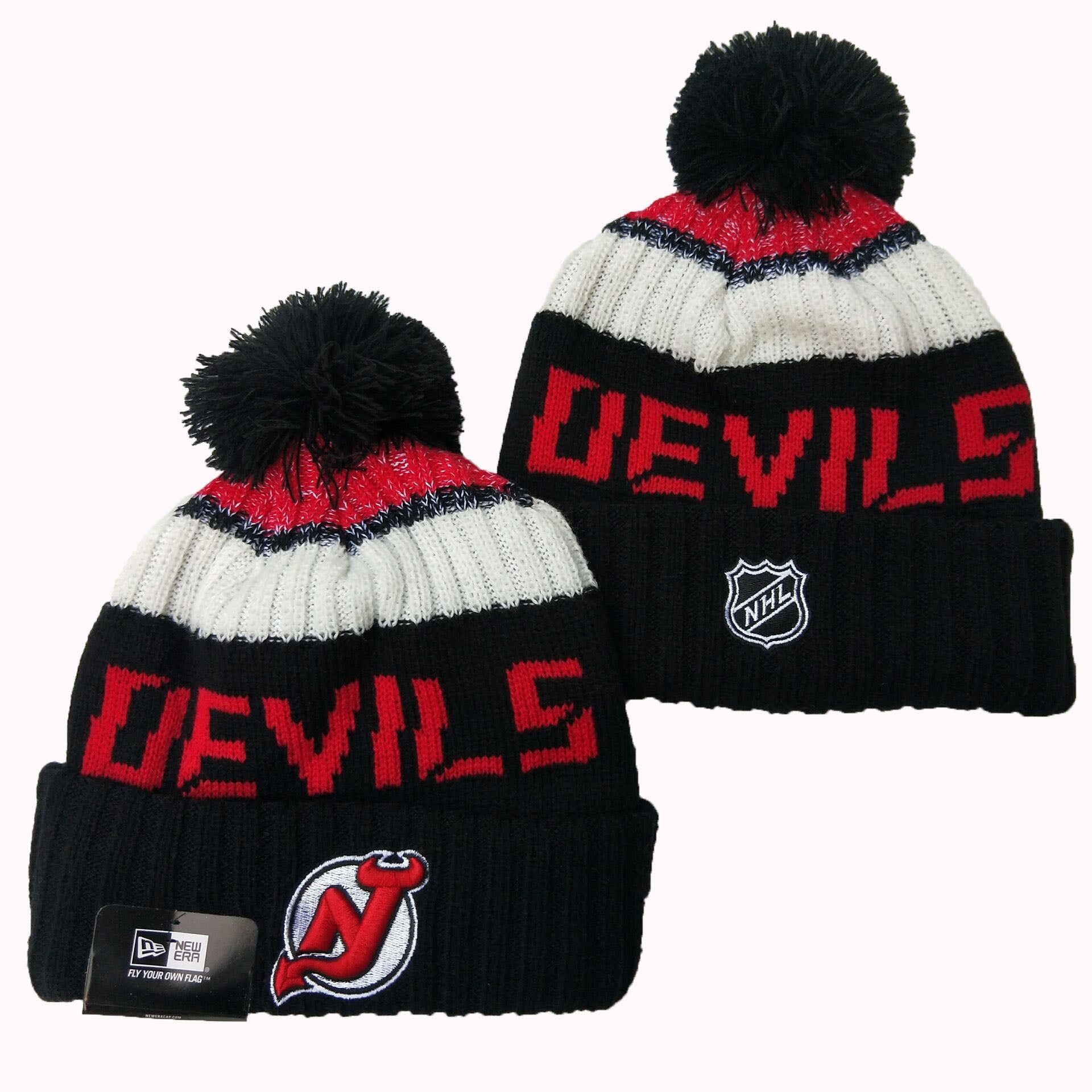 New Jersey Devils NHL New Era winter Hat with Pom Pom