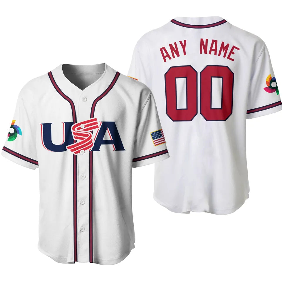 Any Name and Number customized YOUTH KIDS Team USA baseball Official Nike jersey white