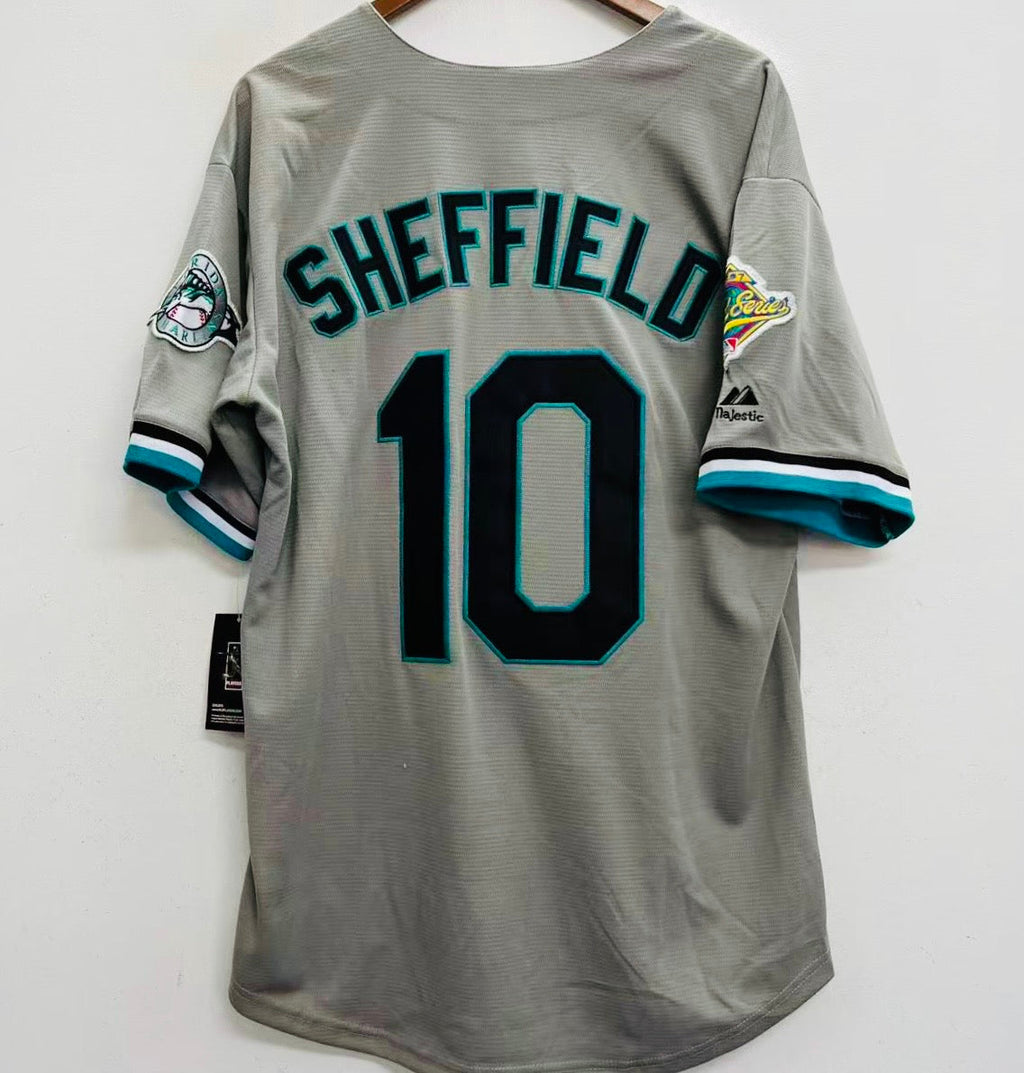 Gary Sheffield Florida Marlins 1997 Official MLB Jersey Majestic gray