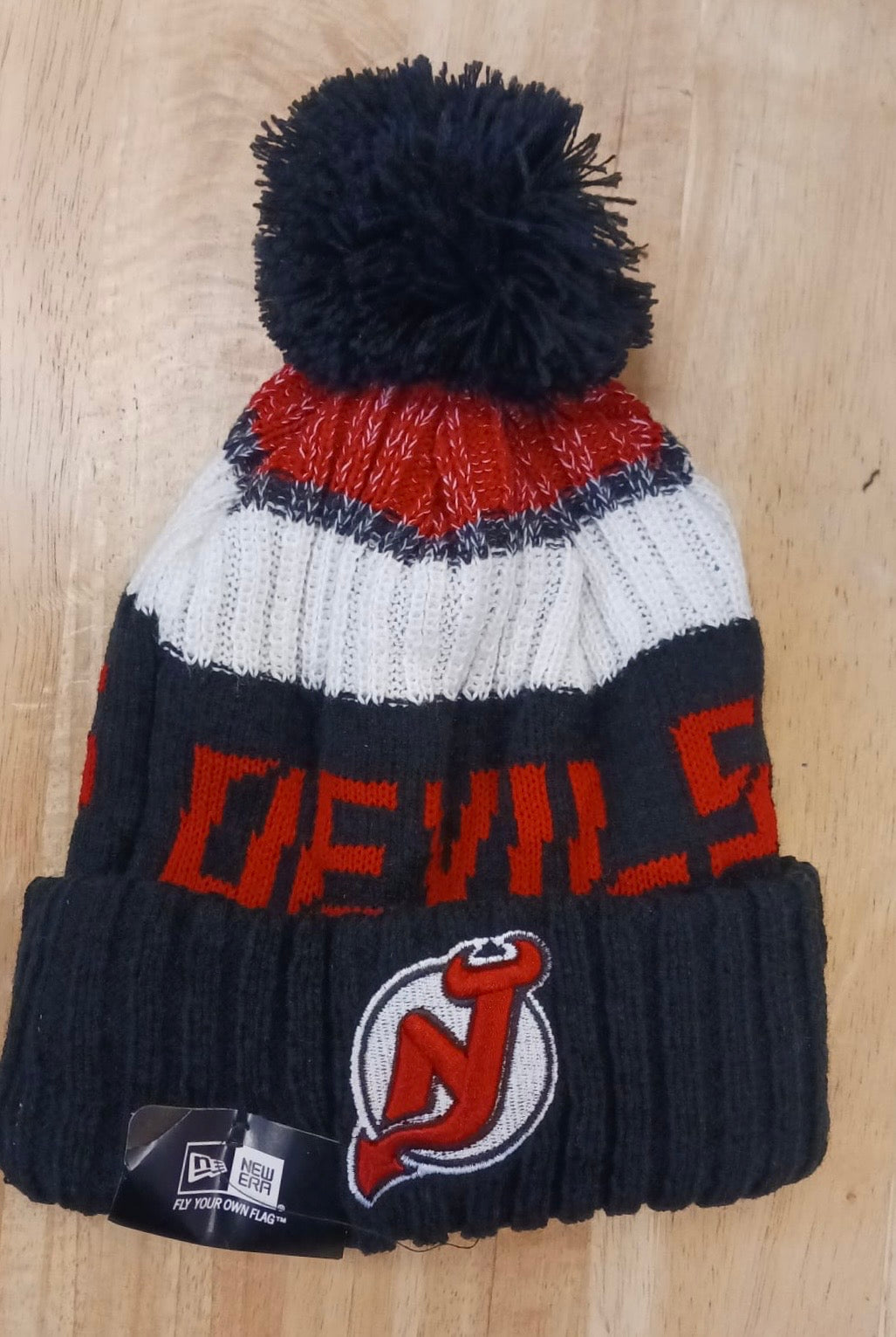 New Jersey Devils NHL New Era winter Hat with Pom Pom