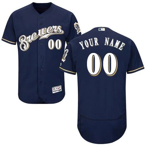 Milwaukee Brewers Any Name and Number customized YOUTH KIDS Official MLB Majestic jersey blue