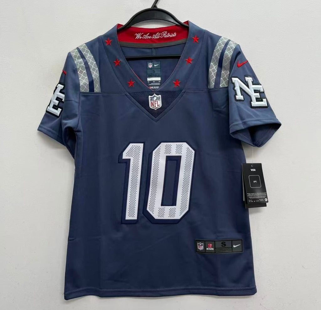 Drake Maye New England Patriots Official NFL Nike YOUTH KIDS 2025 Rivalries Collection Storm blue Jersey