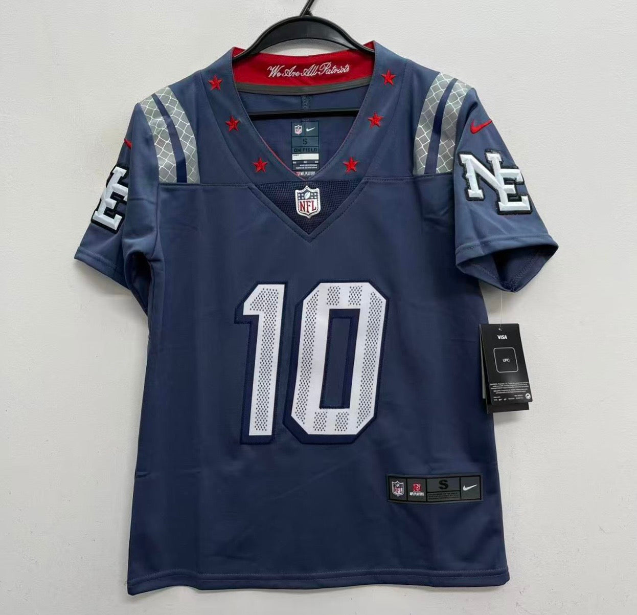 Drake Maye New England Patriots Official NFL Nike YOUTH KIDS 2025 Rivalries Collection Storm blue Jersey