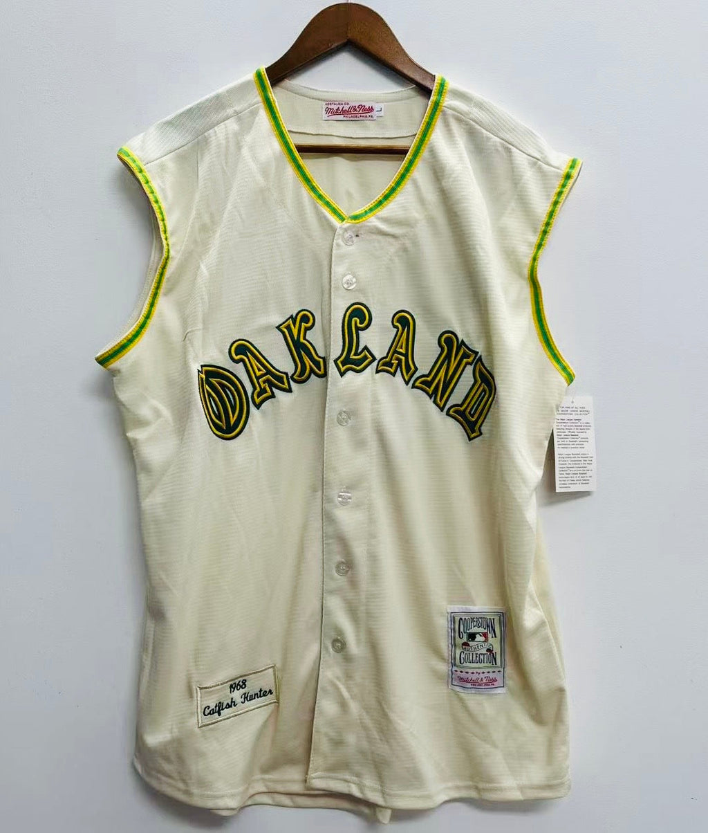 Jim Catfish Hunter 1968 Oakland A’s Athletics Official Jersey Mitchell & Ness
