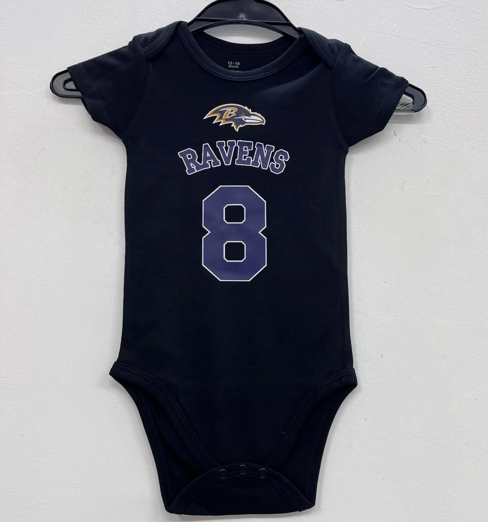 Lamar Jackson Baltimore Ravens baby onesie creeper snap suit b/t