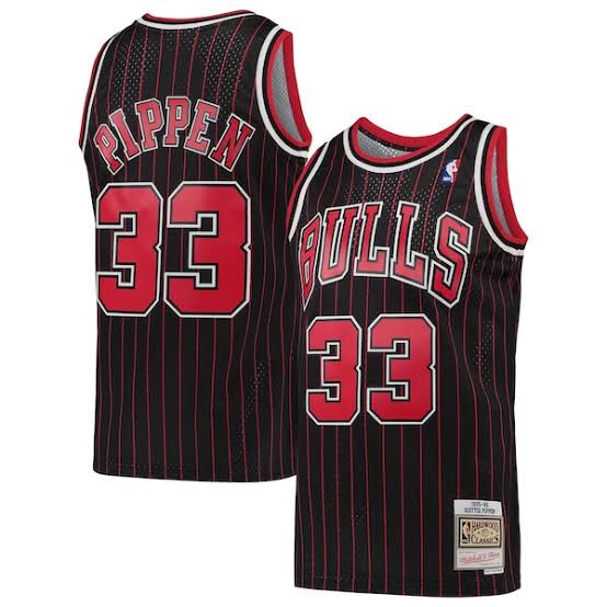 Scottie Pippen Chicago Bulls Official NBA Mitchell & Ness Jersey black pinstripes