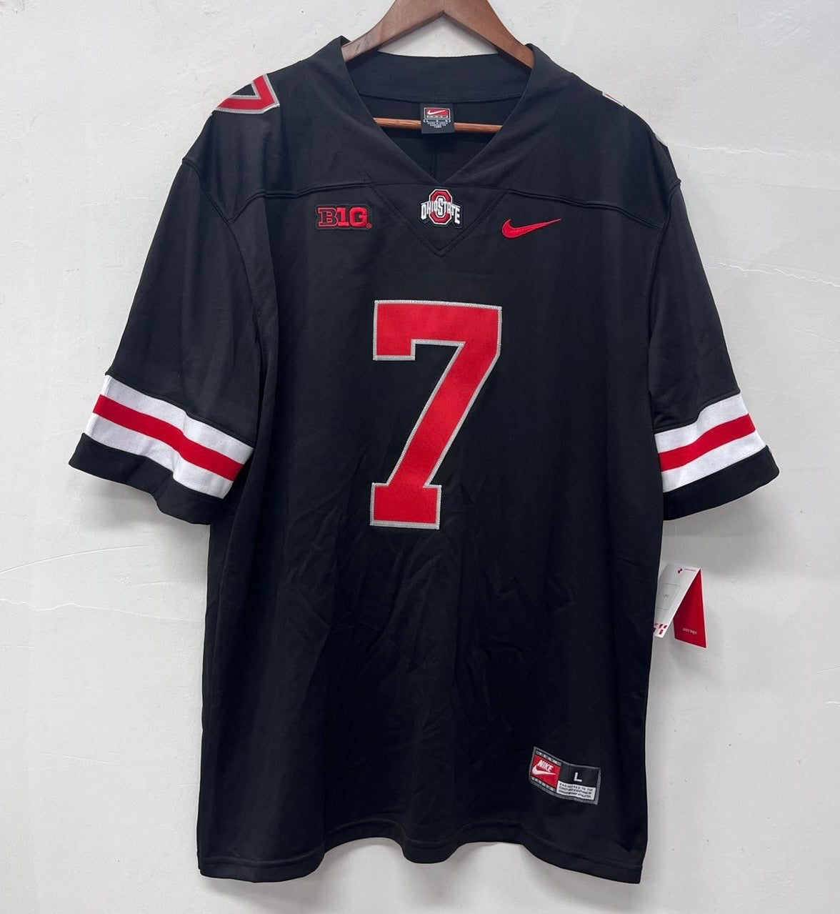 Dwayne Haskins Jersey Ohio State Buckeyes Official NCAA Nike Jersey Black with red letters