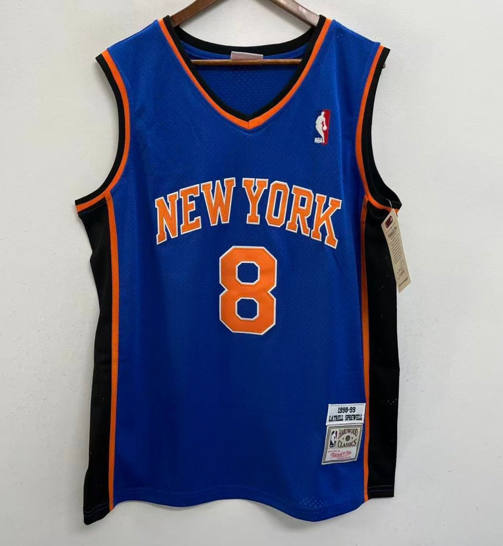 Latrell Sprewell New York Knicks Official NBA Mitchell & Ness Jersey blue