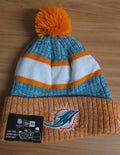 Miami Dolphins Official NFL New Era winter knit Hat with Pom Pom