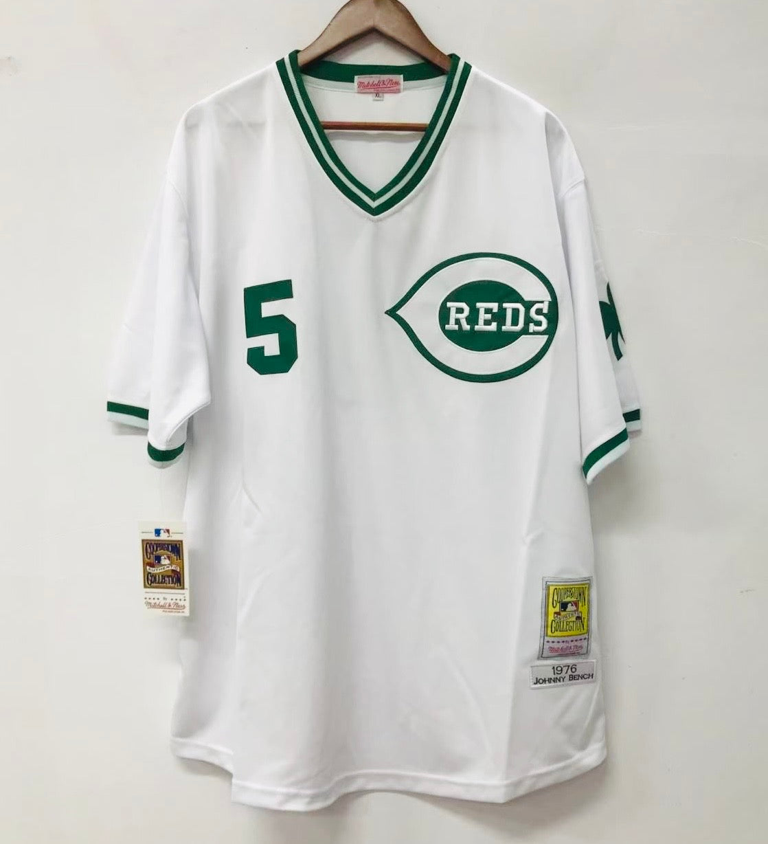Johnny Bench Cincinnati Reds Jersey Mitchell & Ness St. Paddy’s Patrick’s Day