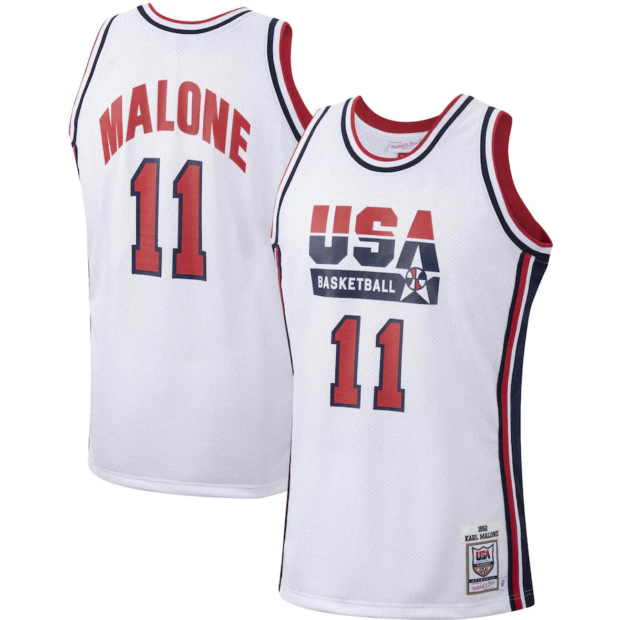 Karl Malone USA Olympic Basketball Dream Team Jersey Mitchell & Ness White