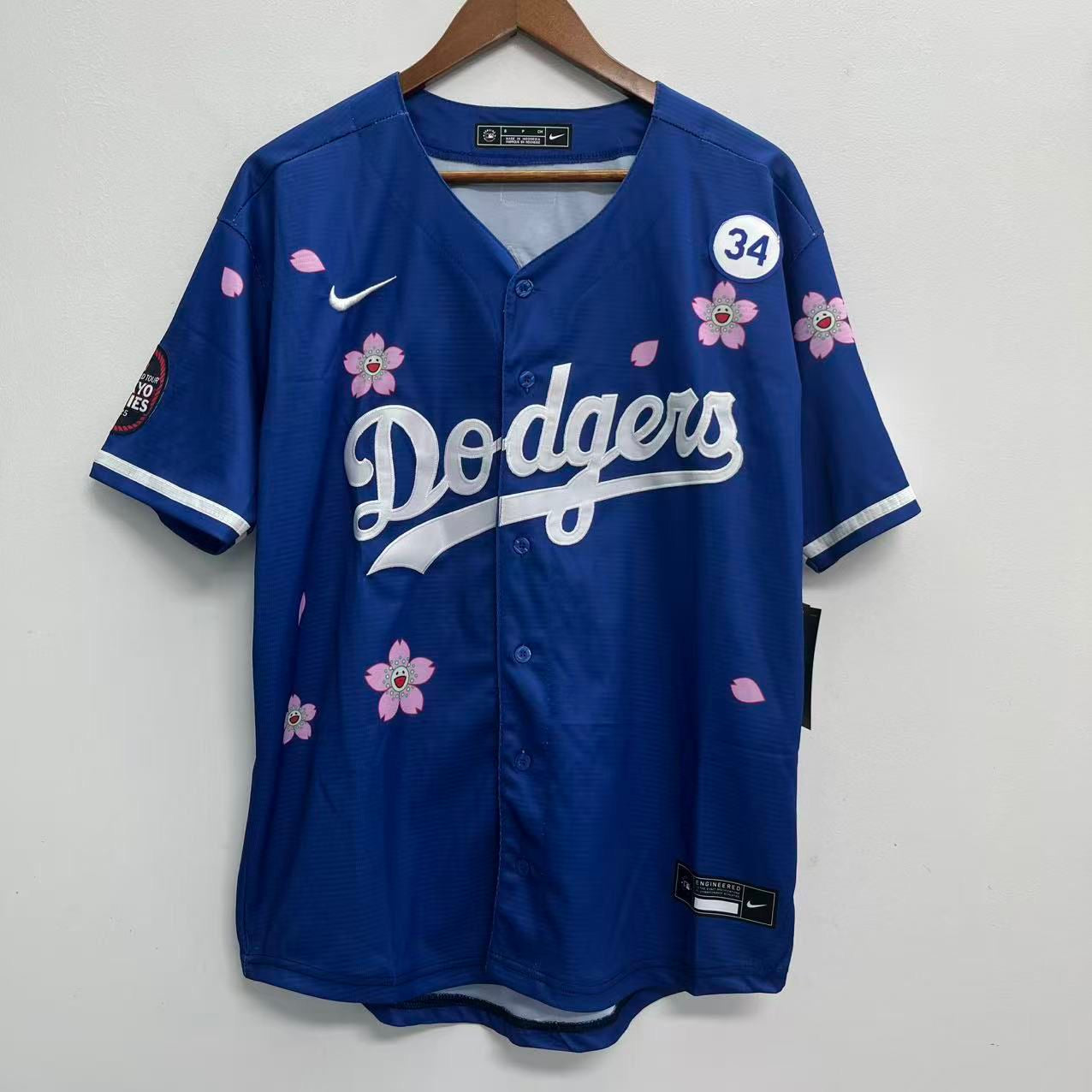 Shohei Ohtani Los Angeles Dodgers Official MLB Nike jersey flowers blue