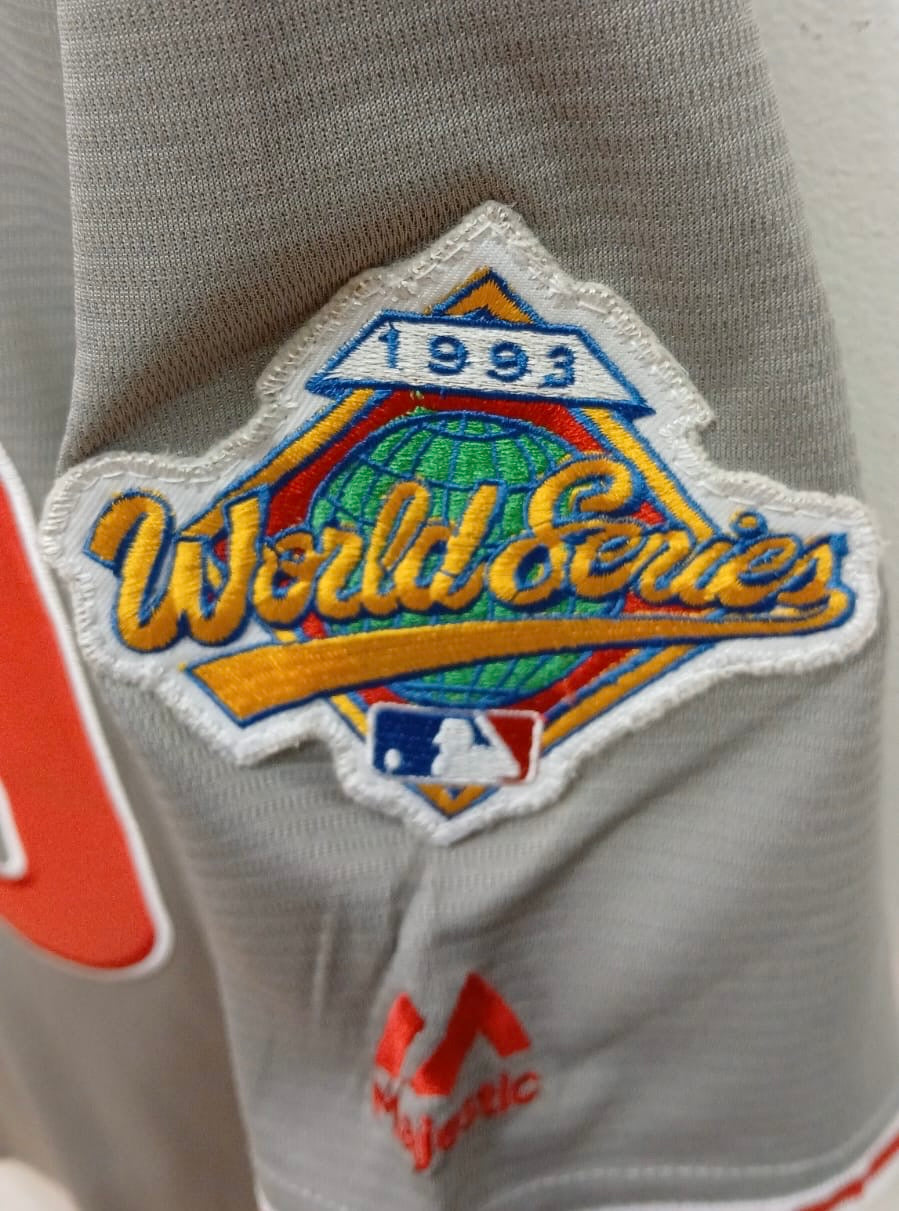 John Kruk Philadelphia Phillies 1993 World Series Jersey Majestic gray