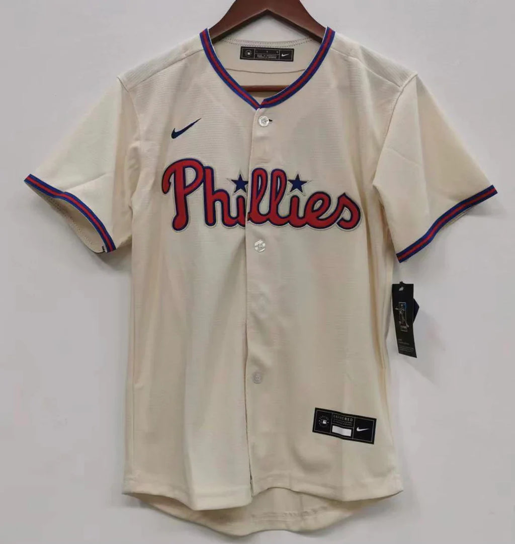 Any Name and Number customized YOUTH KIDS Philadelphia Phillies Official MLB Nike jersey cream