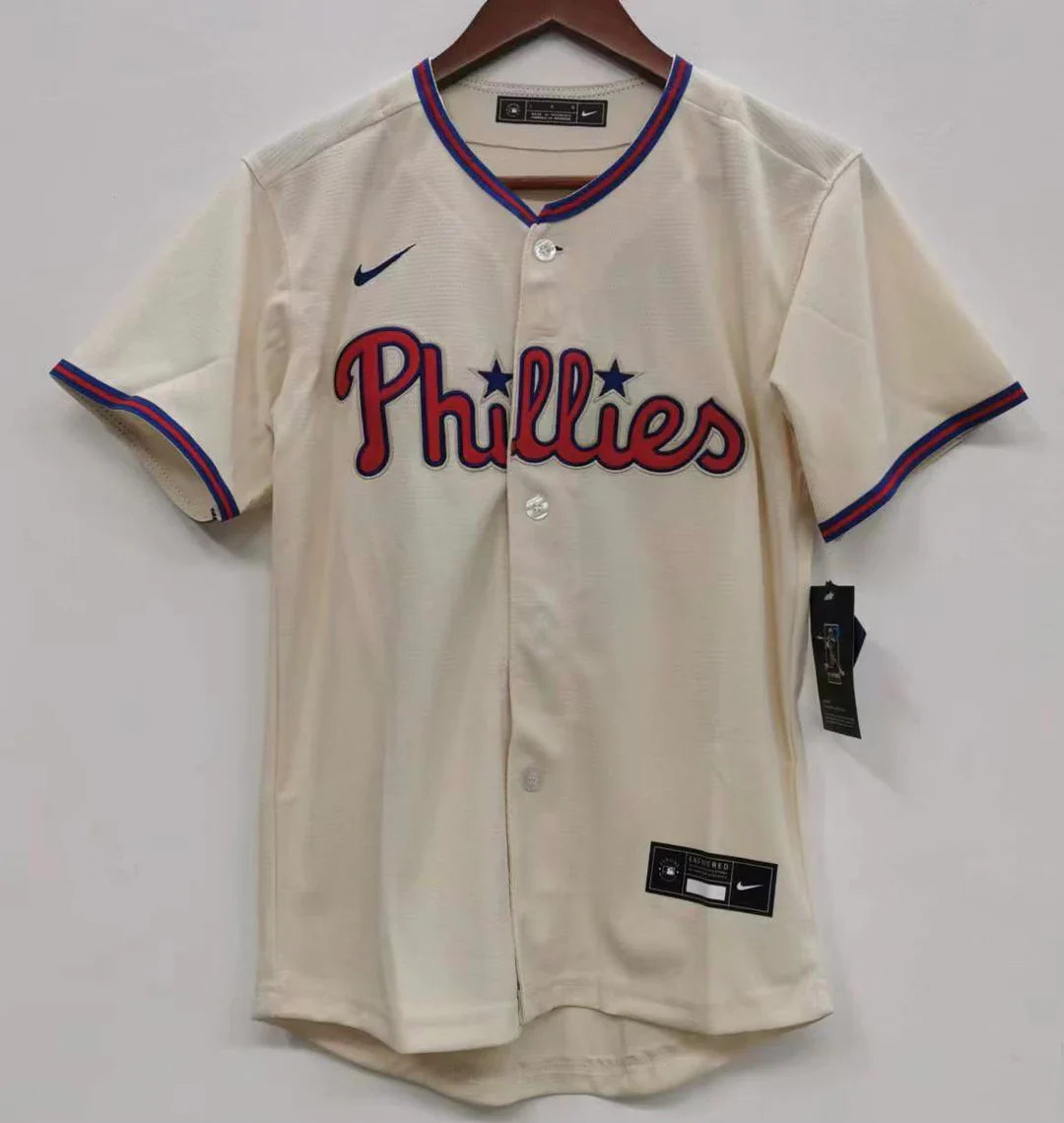 Any Name and Number customized YOUTH KIDS Philadelphia Phillies Official MLB Nike jersey cream