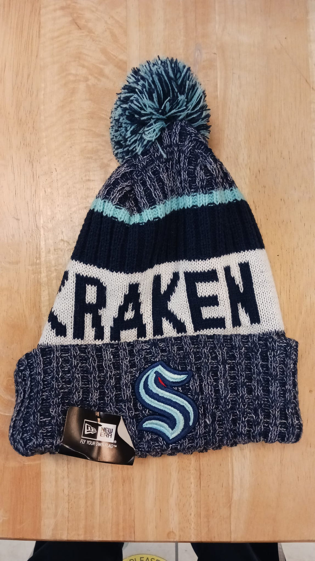 Seattle Kraken NHL New Era winter Hat with Pom Pom