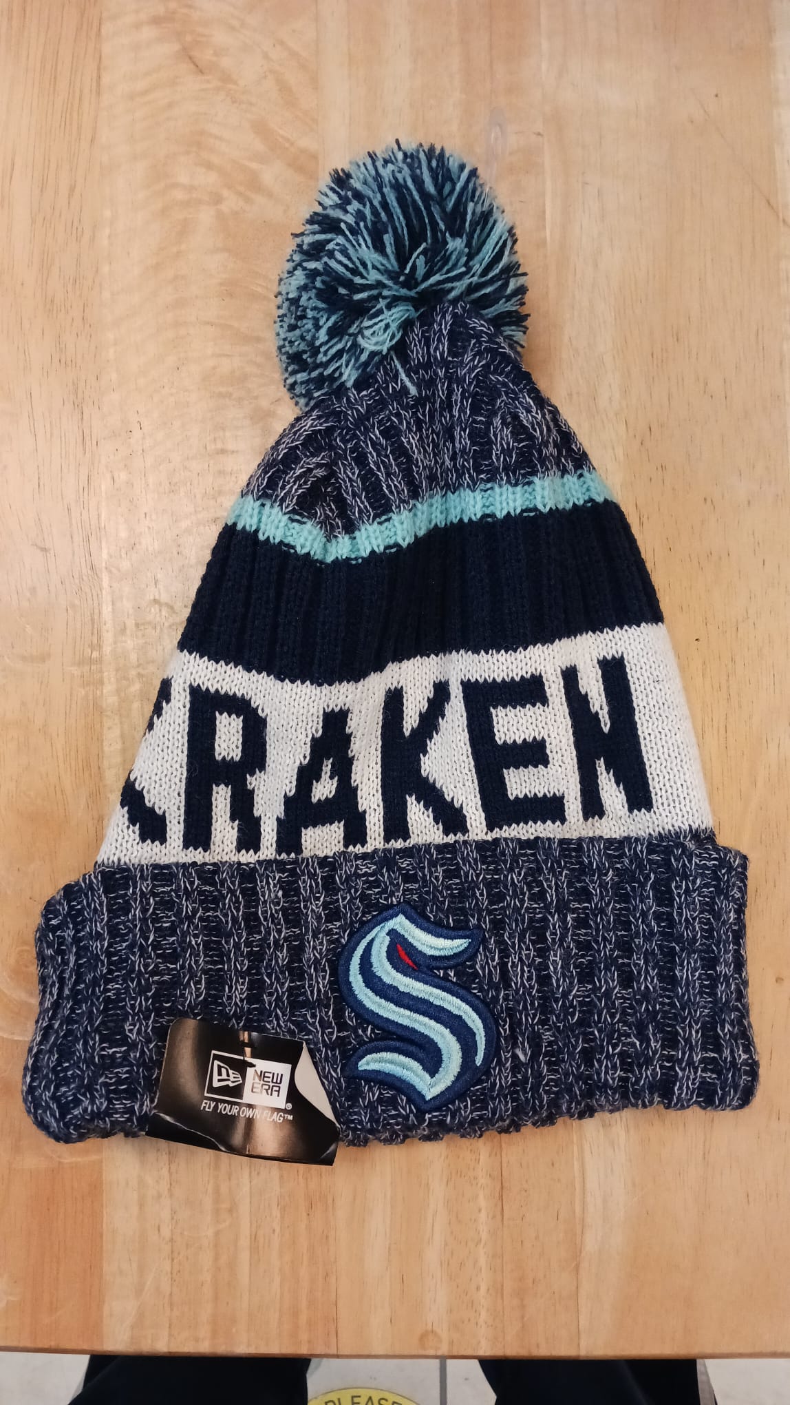 Seattle Kraken NHL New Era winter Hat with Pom Pom