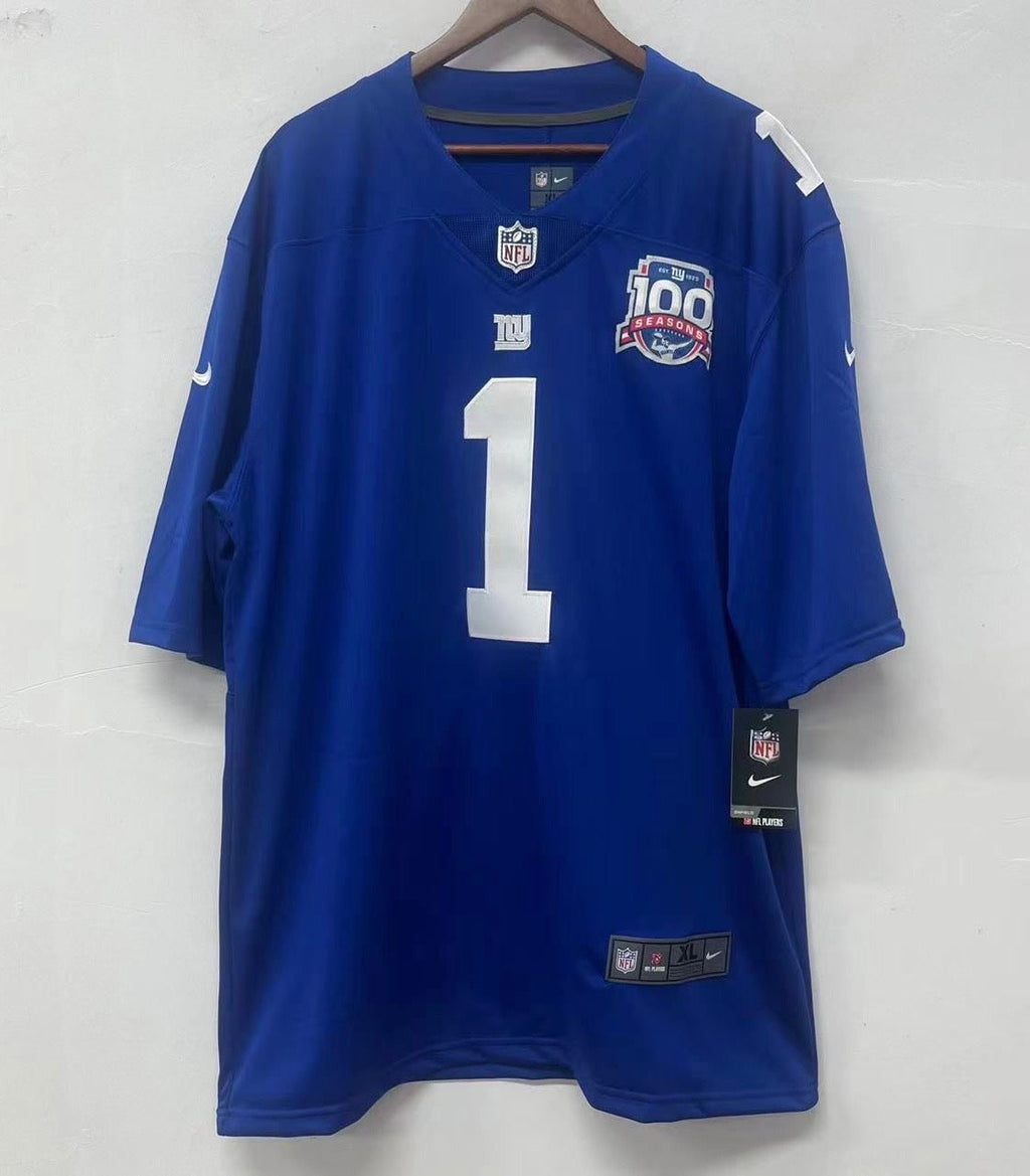 Malik Nabers New York Giants official NFL Nike Jersey blue With 100 years patch