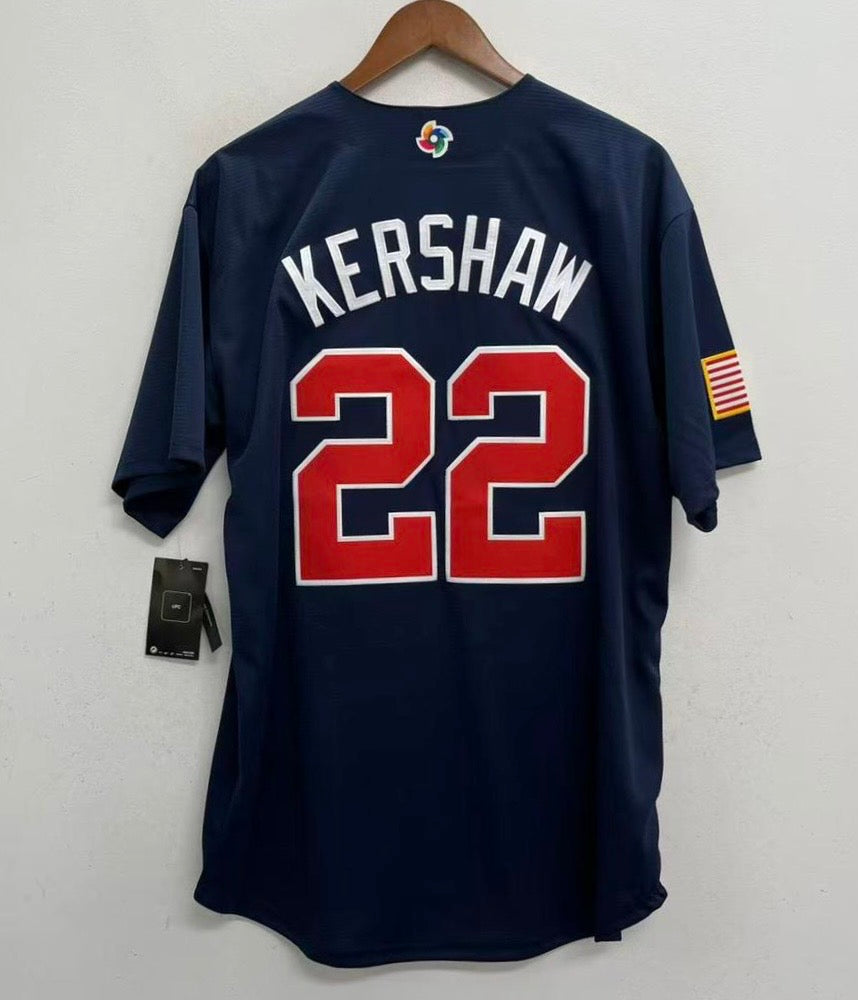 Clayton Kershaw USA baseball YOUTH KIDS Official Nike Jersey blue