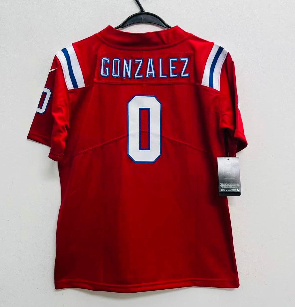 Christian Gonzalez YOUTH KIDS New England Patriots Official NFL Nike Jersey red
