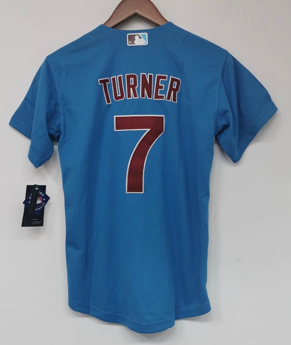 Trea Turner Philadelphia Phillies Official MLB Nike Jersey retro blue