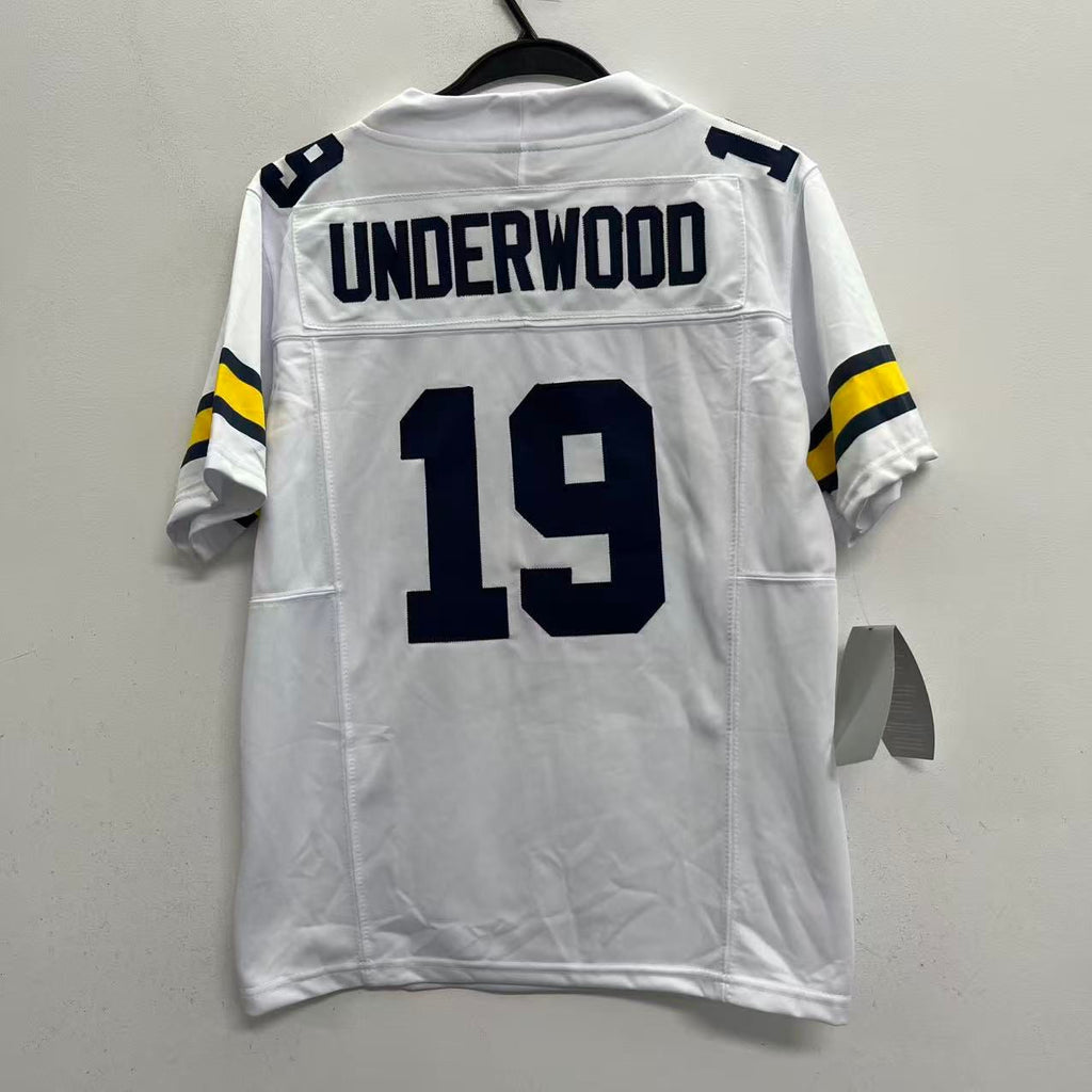 Bryce Underwood YOUTH KIDS Michigan Wolverines Official NCAA Jersey white
