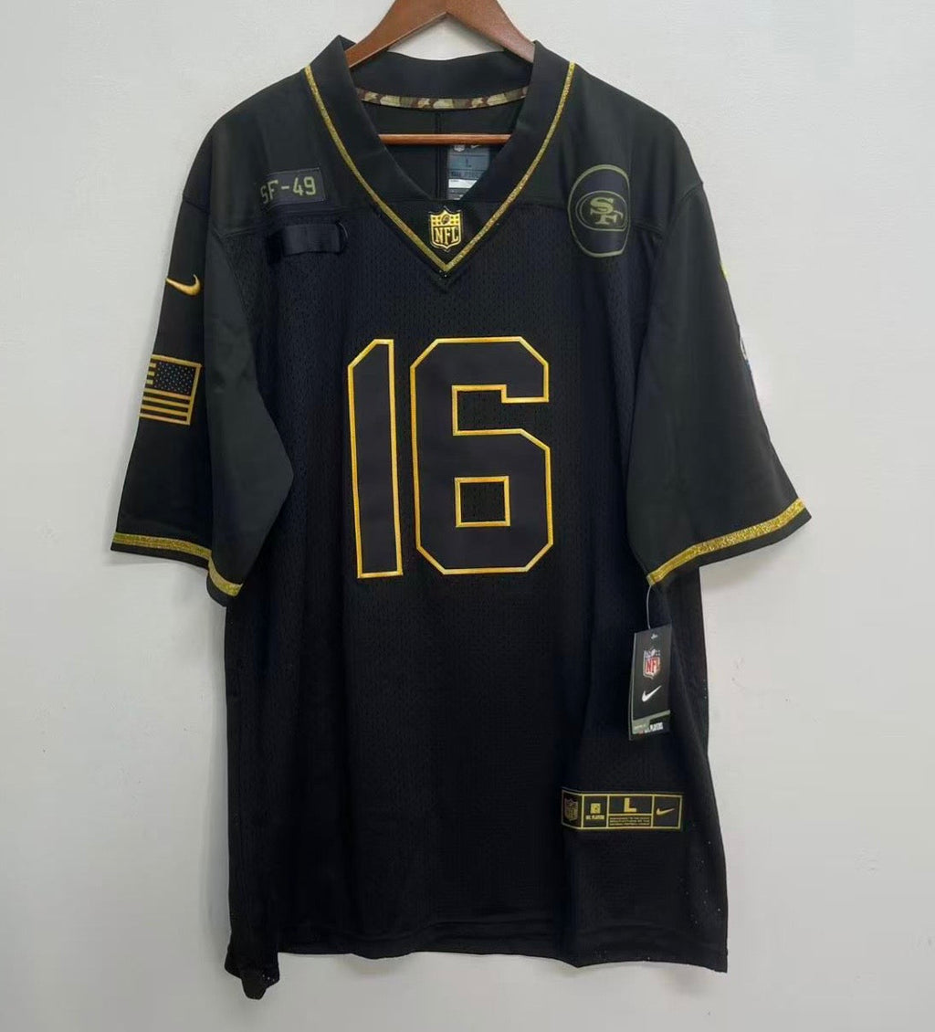 Joe Montana San Francisco 49ers military salute to service Jersey Black