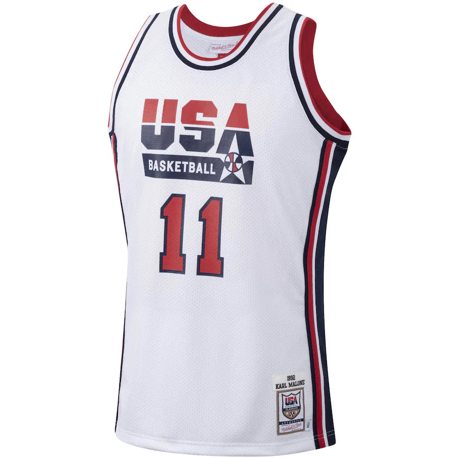 Karl Malone USA Olympic Basketball Dream Team Jersey Mitchell & Ness White