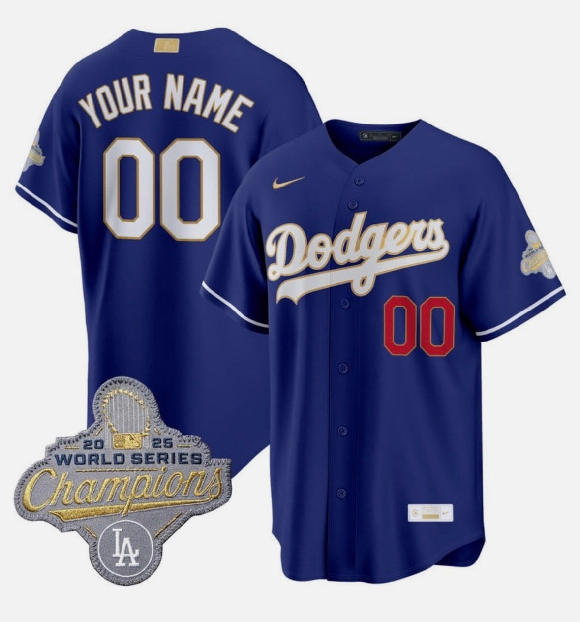 Any Name and Number customized YOUTH KIDS Los Angeles Dodgers 2025 World Series Official MLB Nike jersey blue