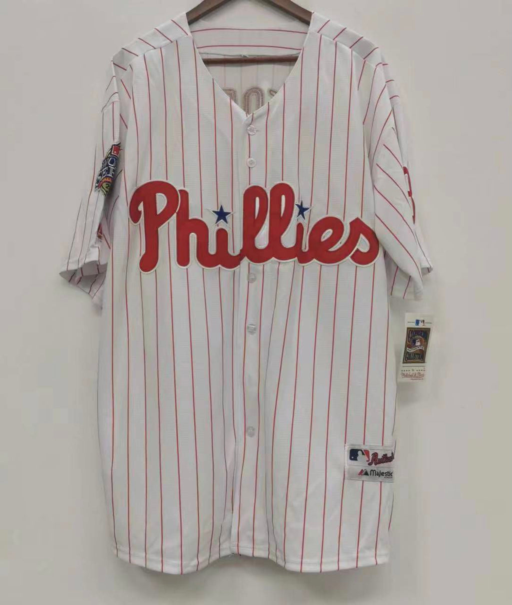 Shane Victorino Philadelphia Phillies 2008 World Series Jersey white pinstripes