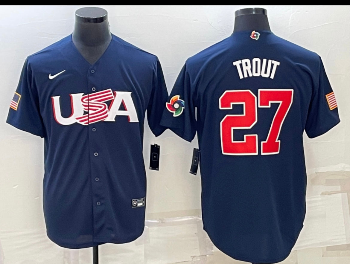 Mike Trout USA baseball  YOUTH KIDS Official Nike Jersey Blue