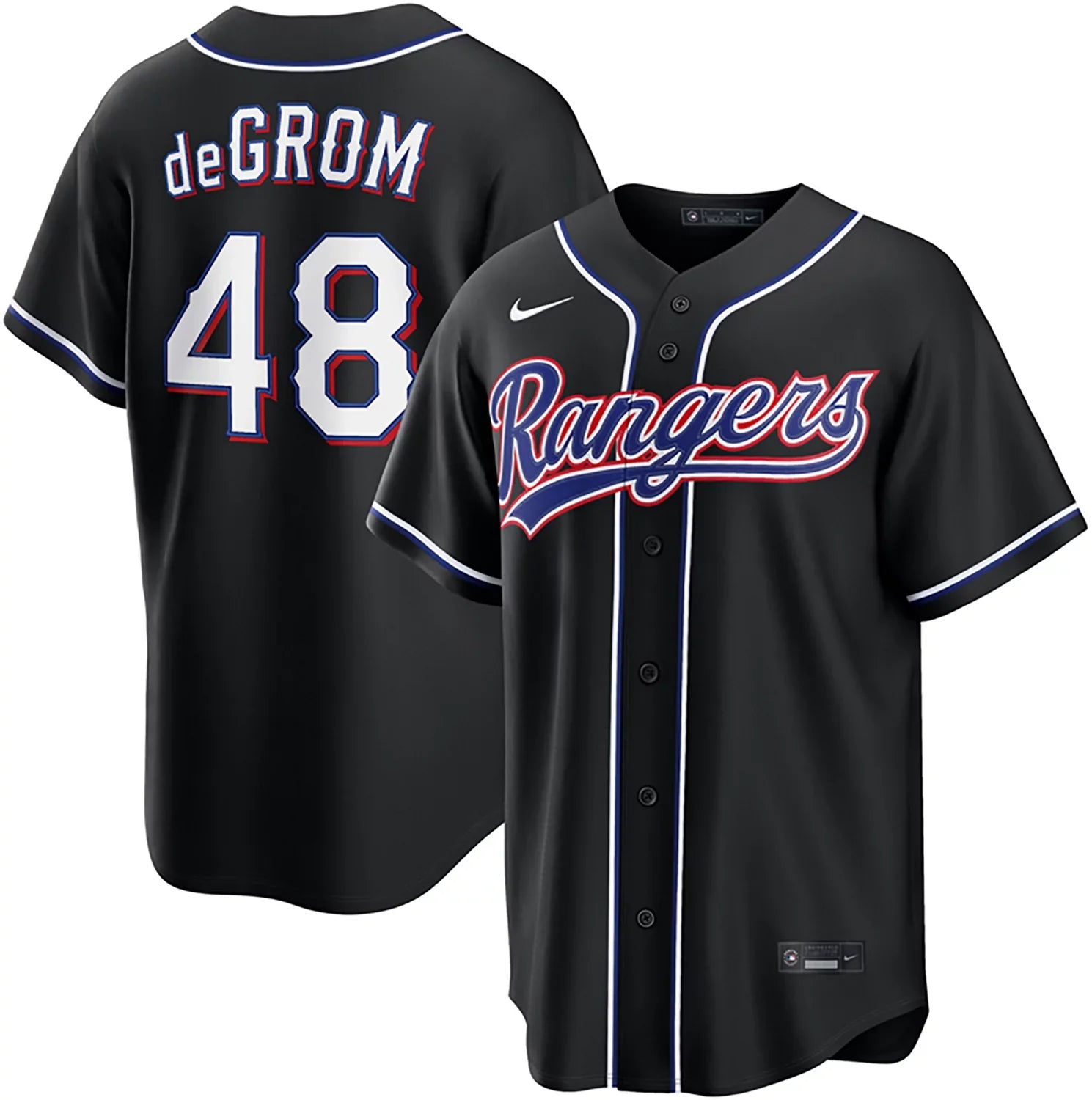 Jacob deGrom YOUTH KIDS Texas Rangers Official MLB Nike Jersey black