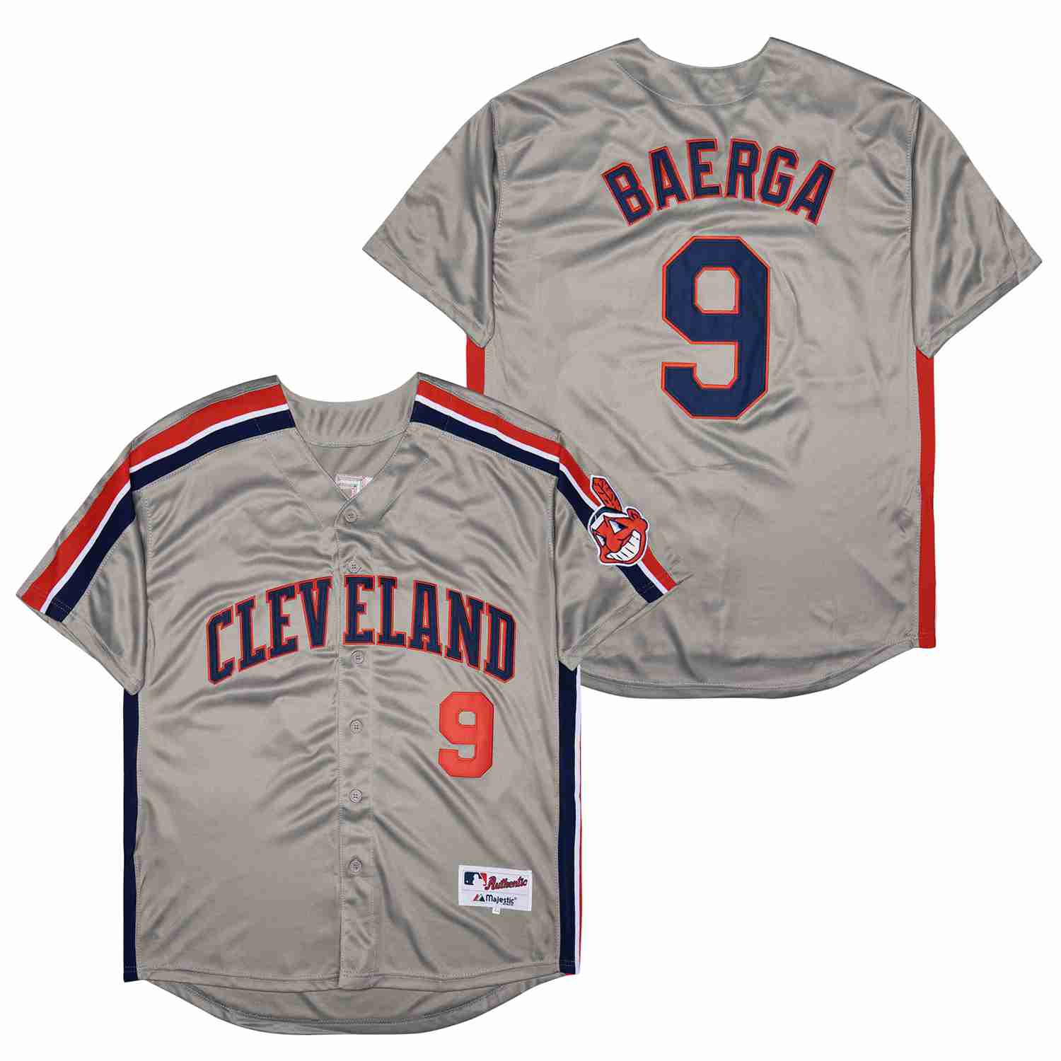 Carlos Baerga Cleveland Indians Official MLB Jersey Majestic gray