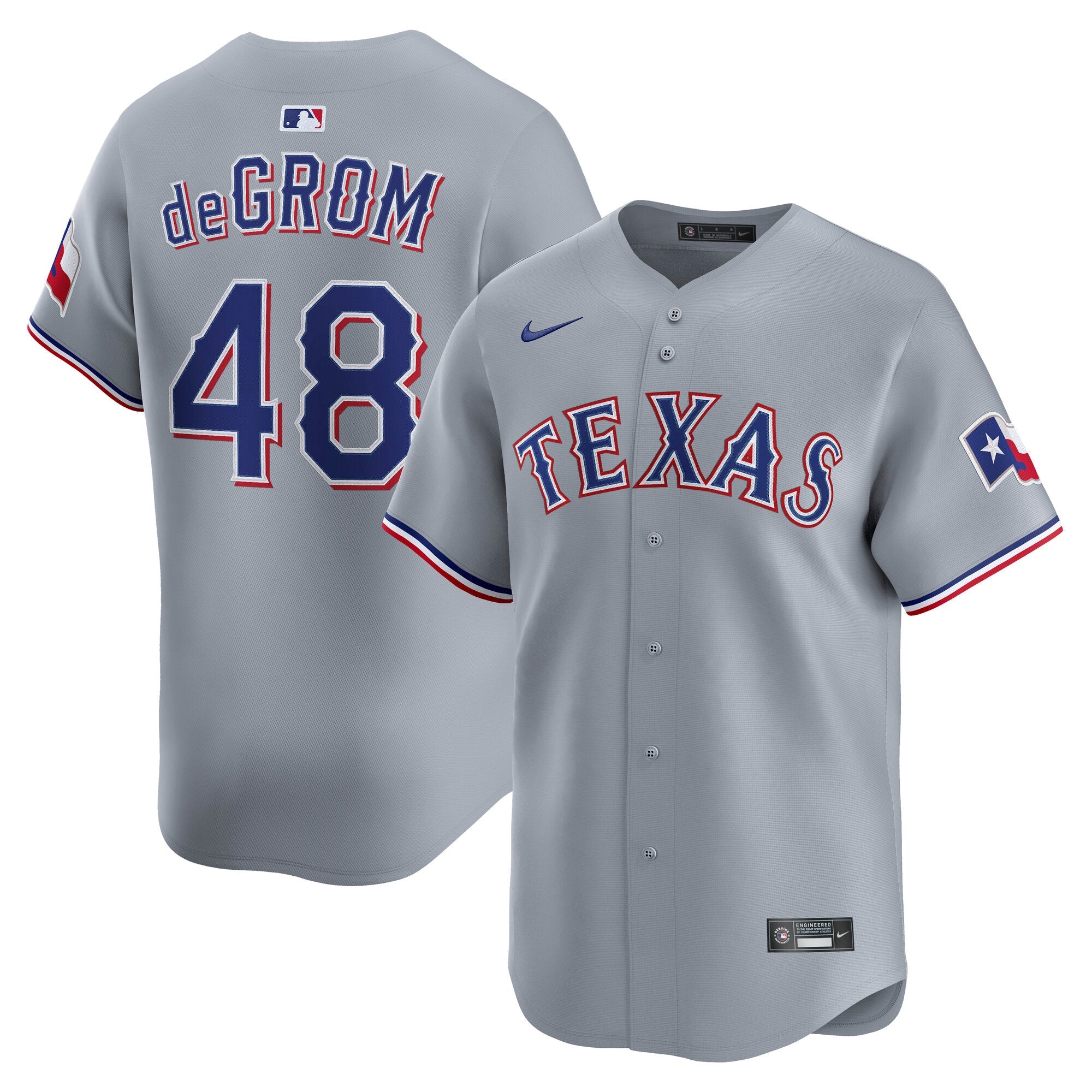 Jacob deGrom YOUTH KIDS Texas Rangers Official MLB Nike Jersey gray