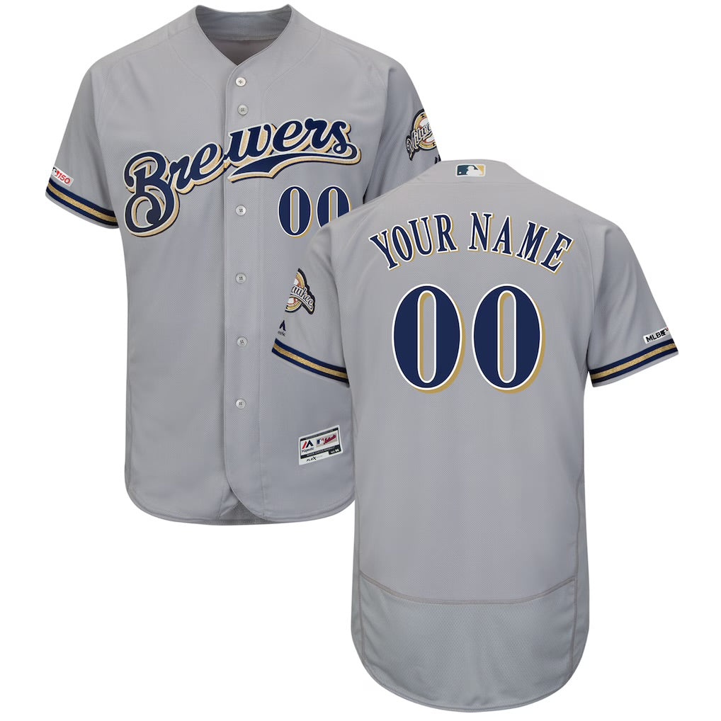 Milwaukee Brewers Any Name and Number customized YOUTH KIDS Official MLB Nike jersey gray