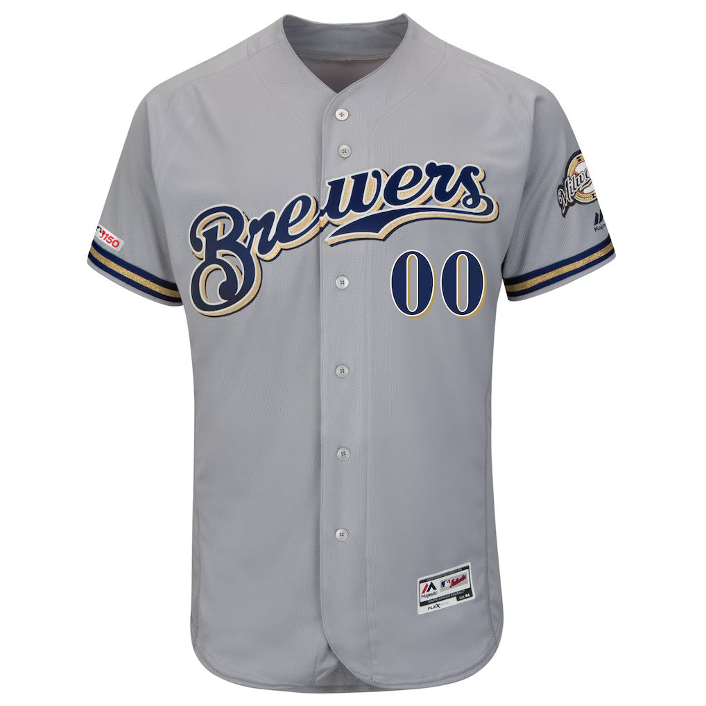 Milwaukee Brewers Any Name and Number customized YOUTH KIDS Official MLB Nike jersey gray