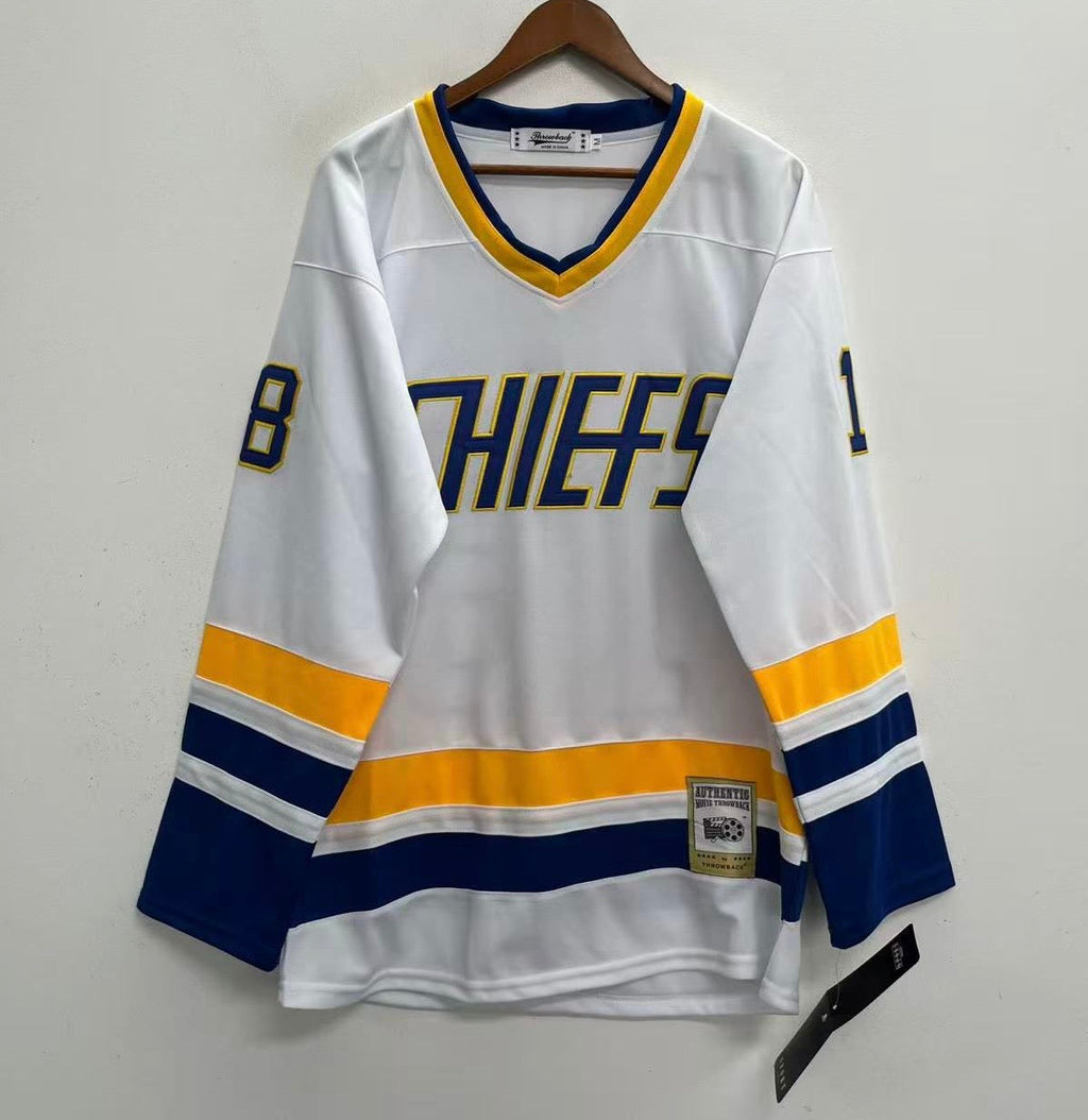 Jack Hanson #16 Charlestown Chiefs Slapshot 1977 Movie white
