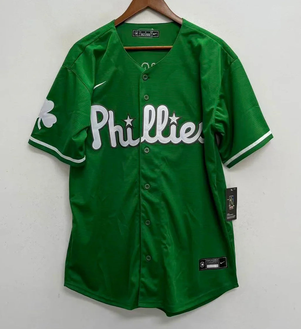 Any Name and Number customized YOUTH KIDS Philadelphia Phillies Green St. Patrick’s Day Official MLB Nike jersey