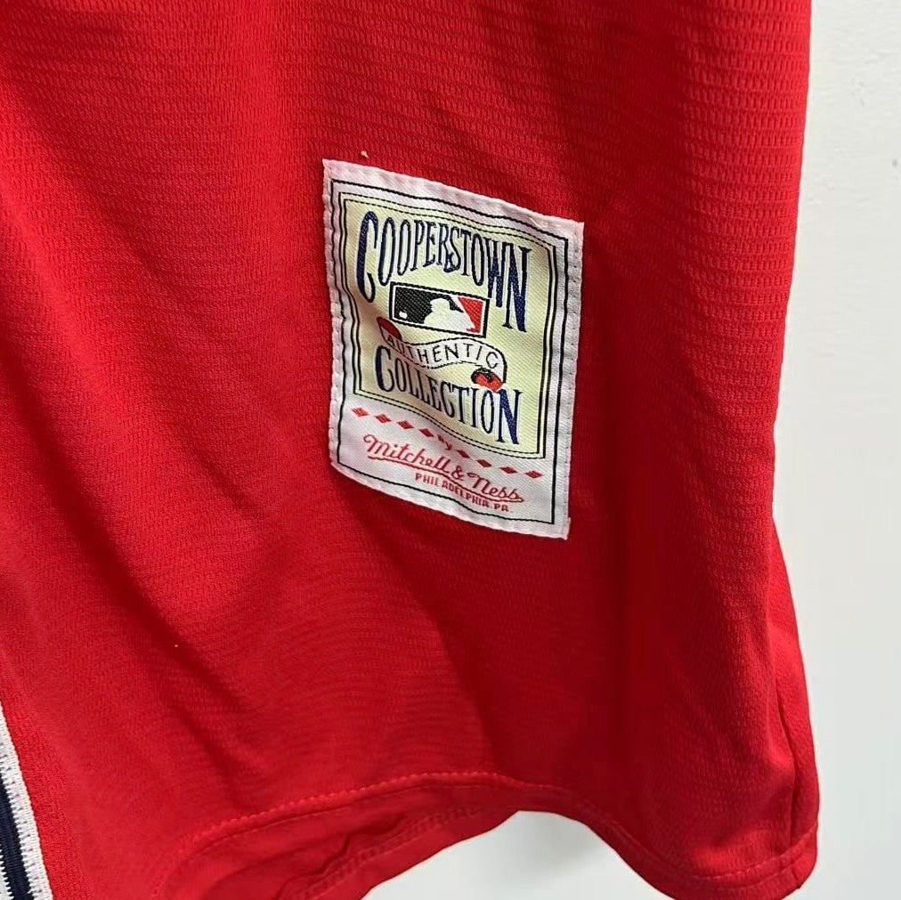 Hank Aaron Atlanta Milwaukee Atlanta Braves Jersey 1974 Mitchell & Ness Red