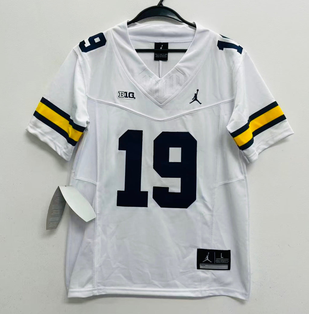 Bryce Underwood YOUTH KIDS Michigan Wolverines Official NCAA Jersey white