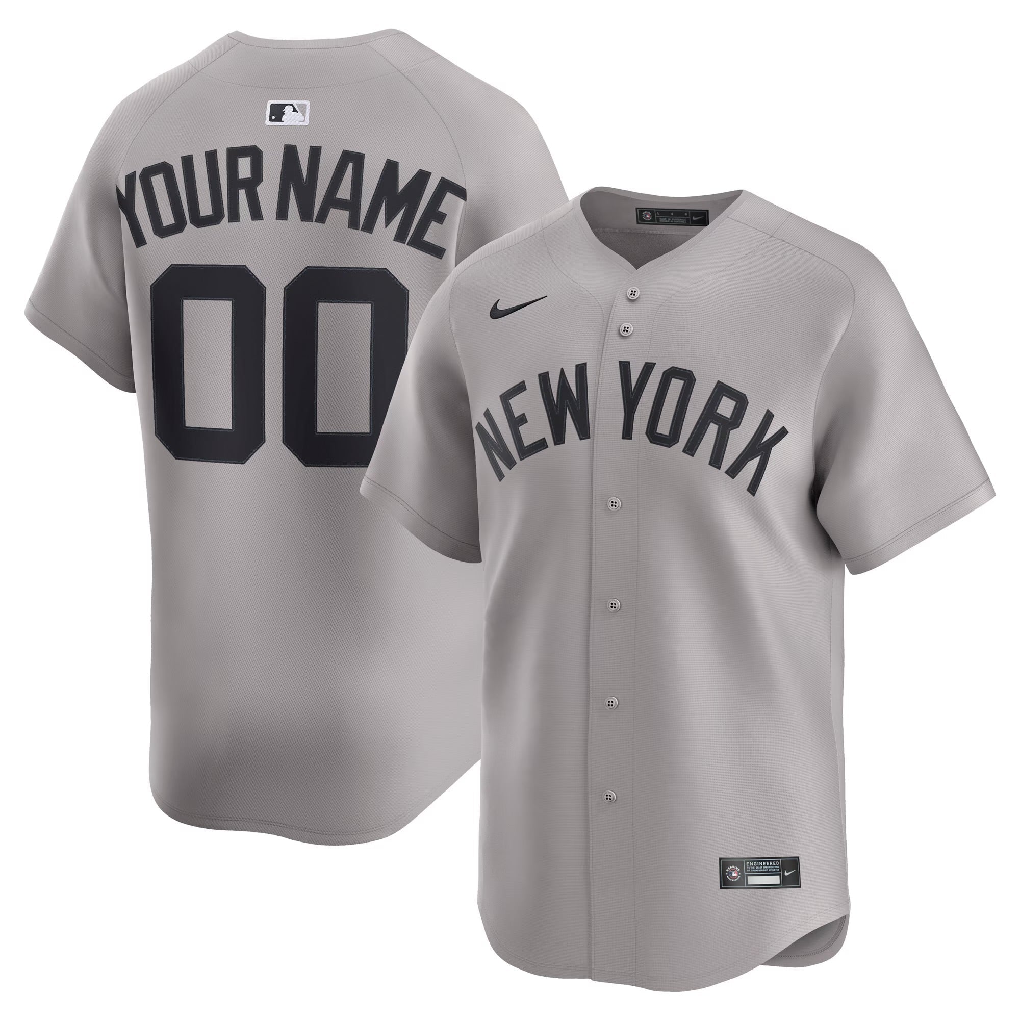 Any Name and Number customized YOUTH KIDS New York Yankees Official MLB Nike gray road jersey