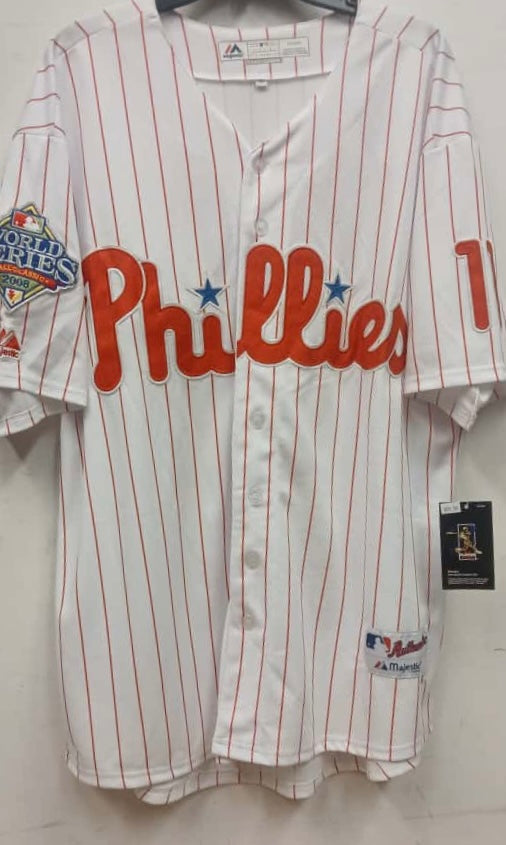 Jimmy Rollins Philadelphia Phillies Jersey 2008 World Series white pinstripes